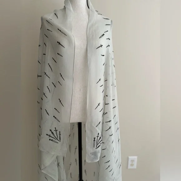 Rag & Bone Blue Scarf with Black Arrow Pattern - Picture 2 of 6